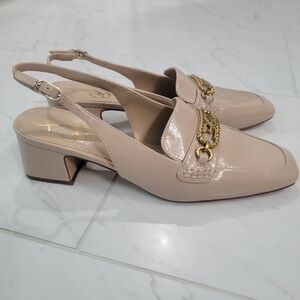 Sam Edelman Nude Patent Loafer Slingbacks - Size 8